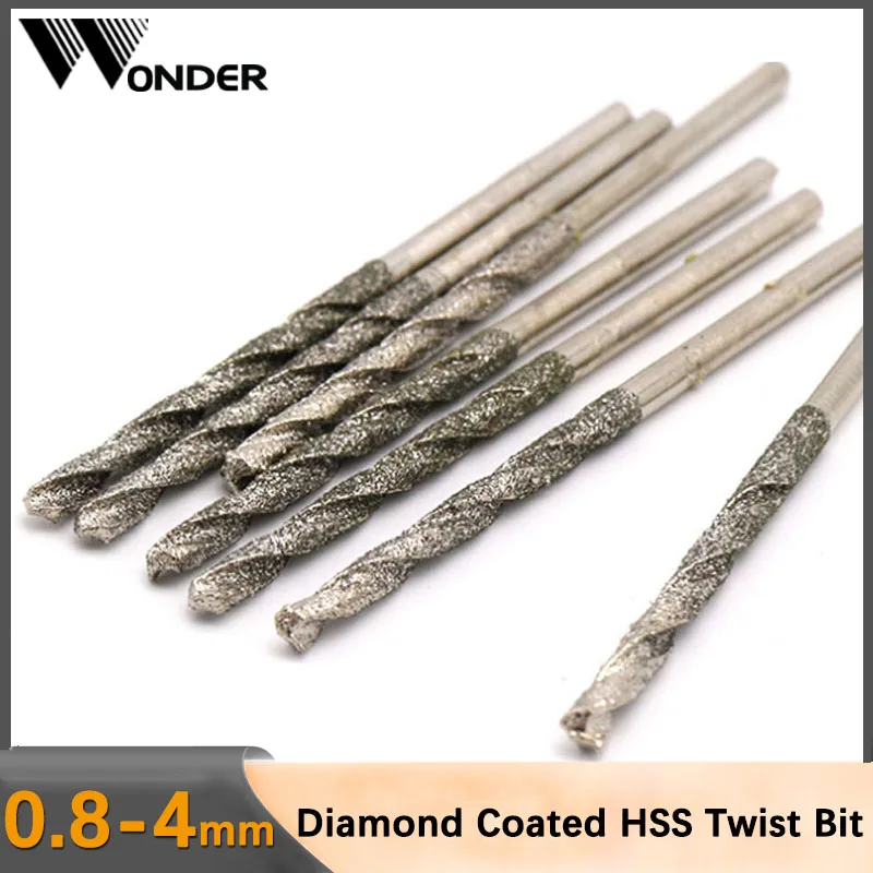 

5-10pcs Diamond Drill Bits Twist Drill Bit Hole Drilling Tools For Glass Tile Stone Diamond Glass Tile Stone Tipped Hole 0.8-4mm