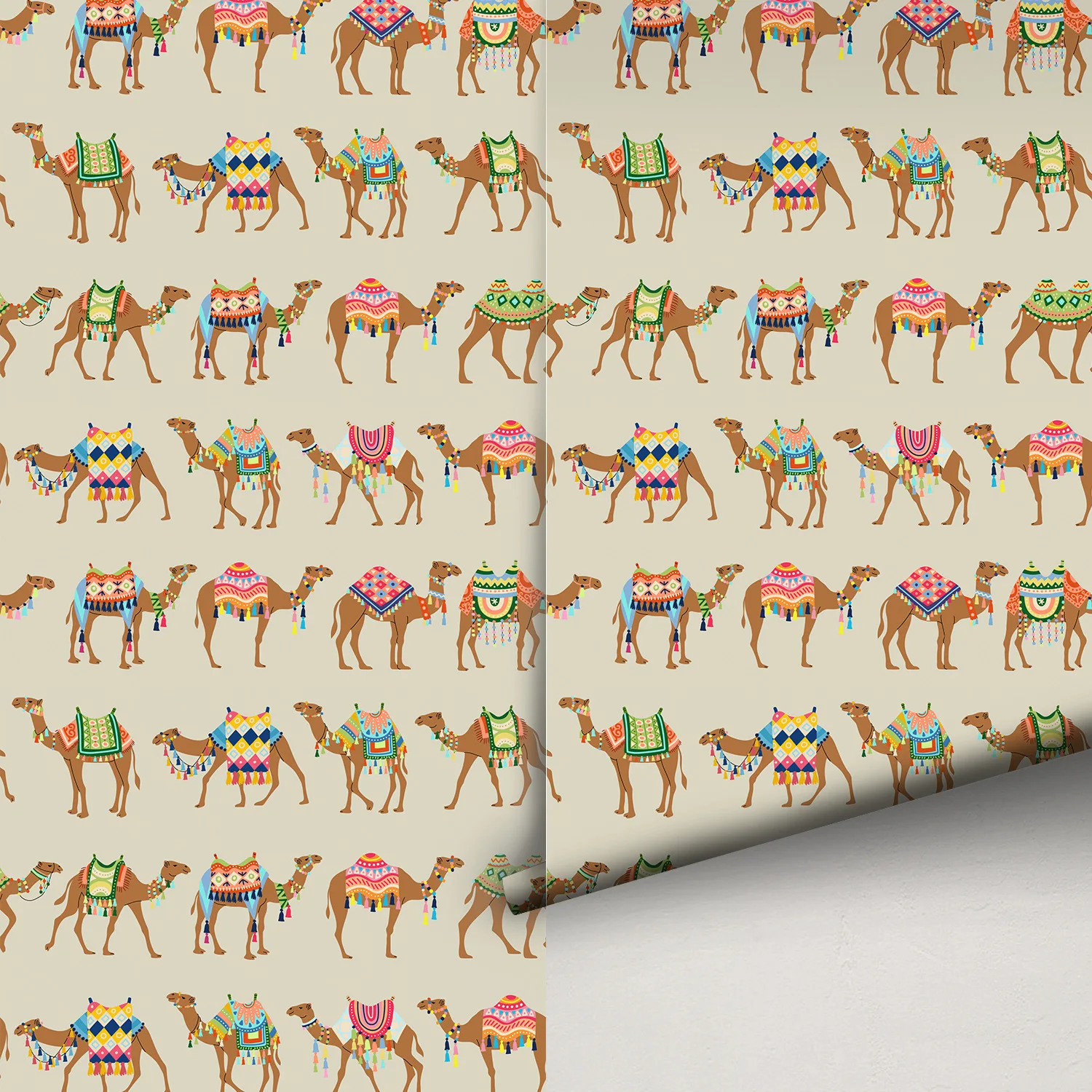 

Desert Camel Wallpaper Vinyl Waterproof Self-Adhesive Boho Wall Paper Mural for Bedroom Cabinet Decor