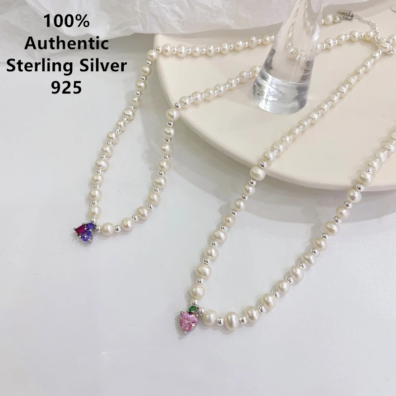 

Sterling Silver Colorful Heart Shaped Crystal Pearl Collar Collares Plata Joyas De Ley Para 925 Mujer Initial Necklace For Women