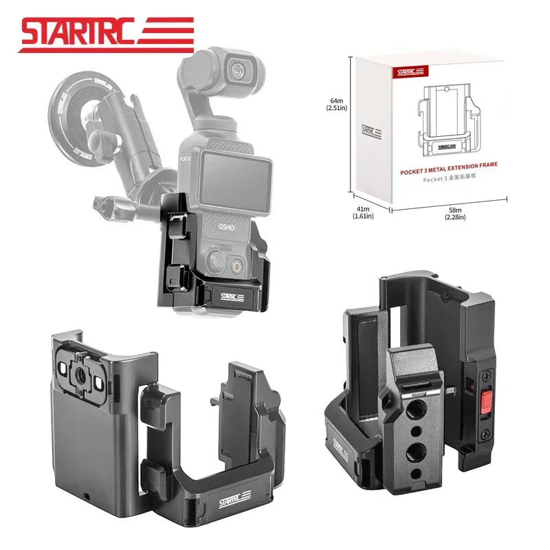 STARTRC For DJI Osmo Pocket 3 Accessories Metal Extension Frame Multi-function Cage Bracket Quick-mount Adapter Base with Strap