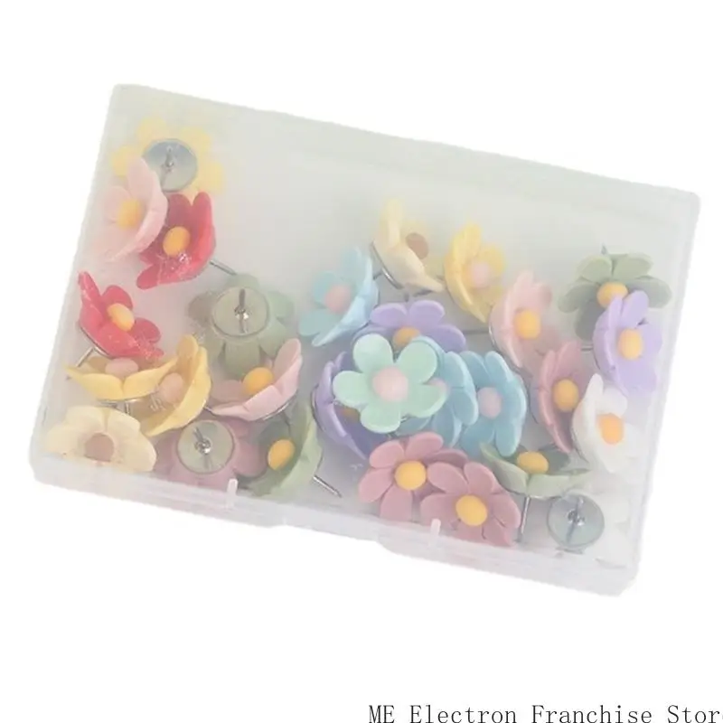 T5ea 20/30pcs زهرة الدفع دبابيس تزيين thumbtacks