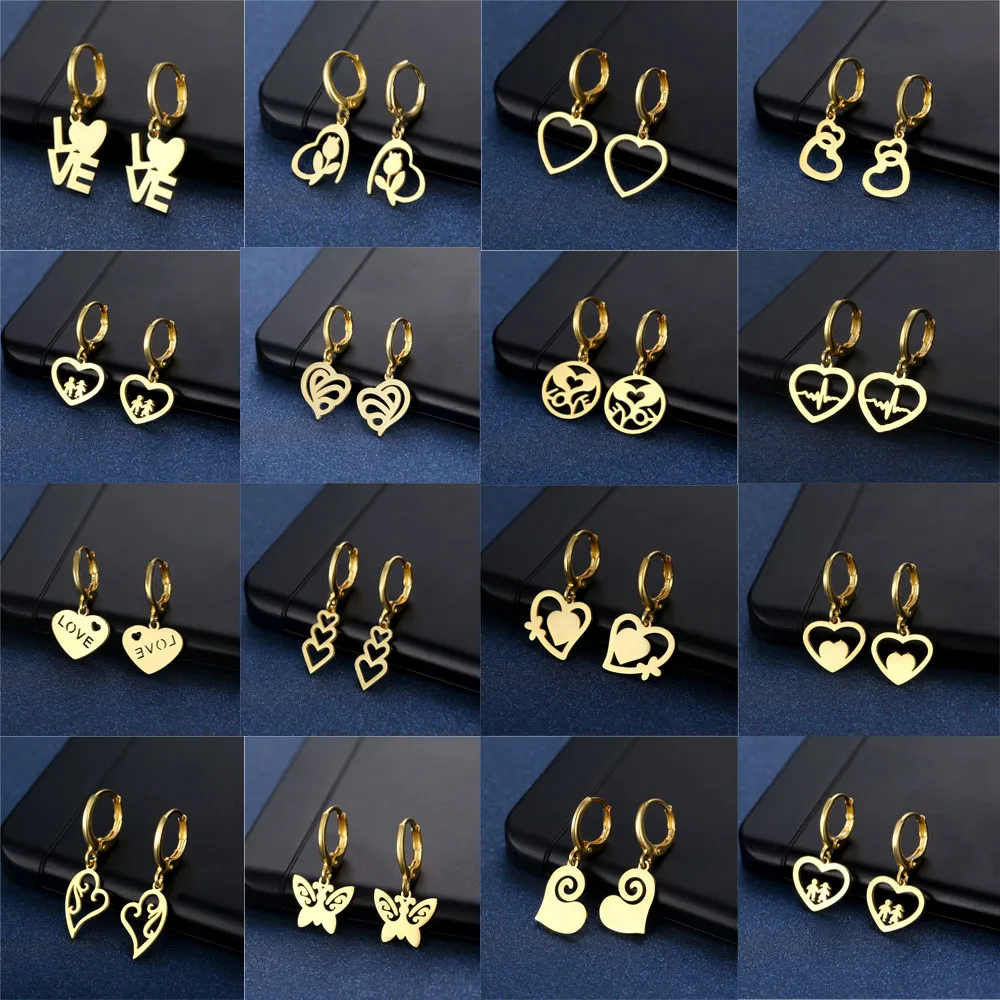 10/20/30/50Pairs/Lot Fashion Simplicity Flower Star Stainless Steel Earrings For Women Mix Color Jewelry Party Gifts Accessories