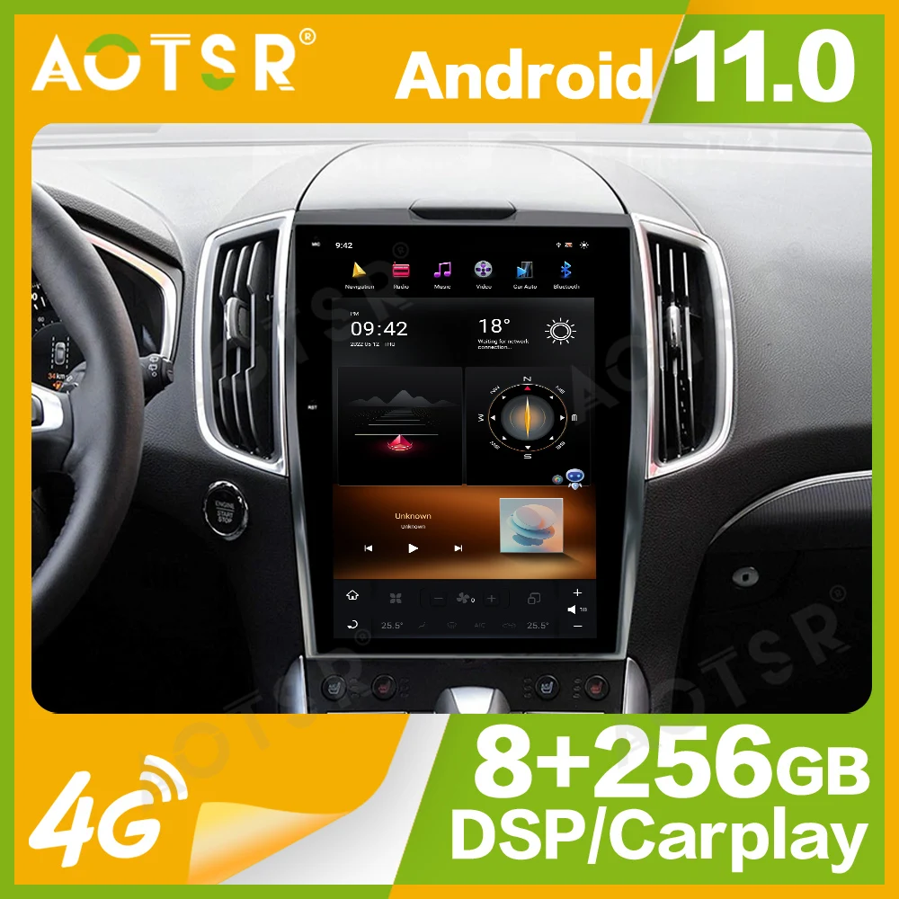 12.1'' Qualcomm 8 core For Ford Edge 2015-2018 Car Radio Multimedia Player Android 11 Auto GPS Navi Wireless Carplay Head Unit