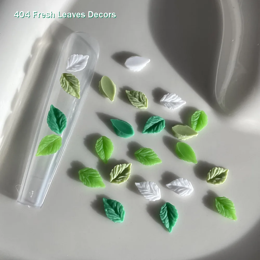 

-Fresh Greenery- Mini Leaves Nail Ornaments Mix Color Mint Leaf Shaped Acrylic Charms Accessories Dopamine Resin Nail Decors 404