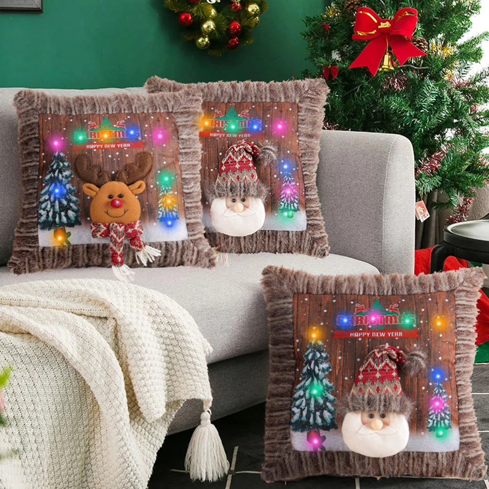 

Декоративные светящиеся наволочки, супер мягкие короткие плюшевые наволочки для расслабляющей среды сна, рождественские украшения