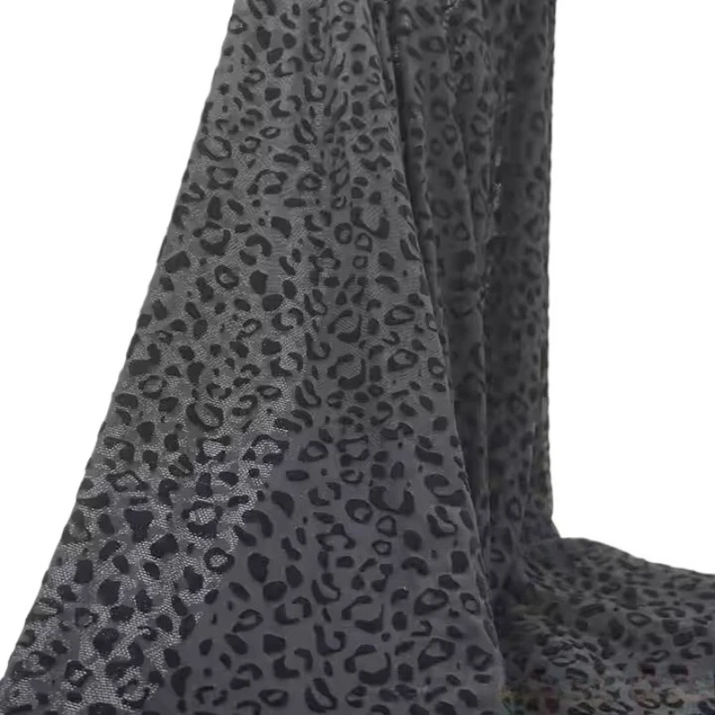 

1m/3m/5m Black Color Stretchy Leparod Printed Flocking Mesh Fabric Net Nigeria George Fabrics for DIY Sewing Clothing