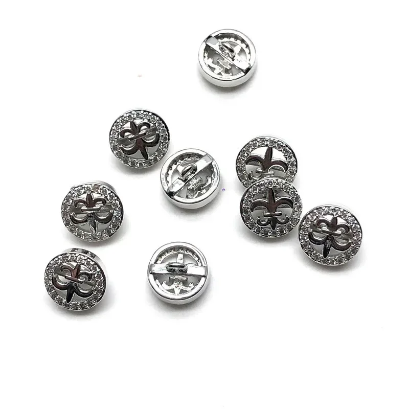 5pc/lot Shining Crystal Flower Buttons Cubic Zirconia Button for Shirt Decorative CZ Sewing Buttons for Cashmere Knit Cardigan