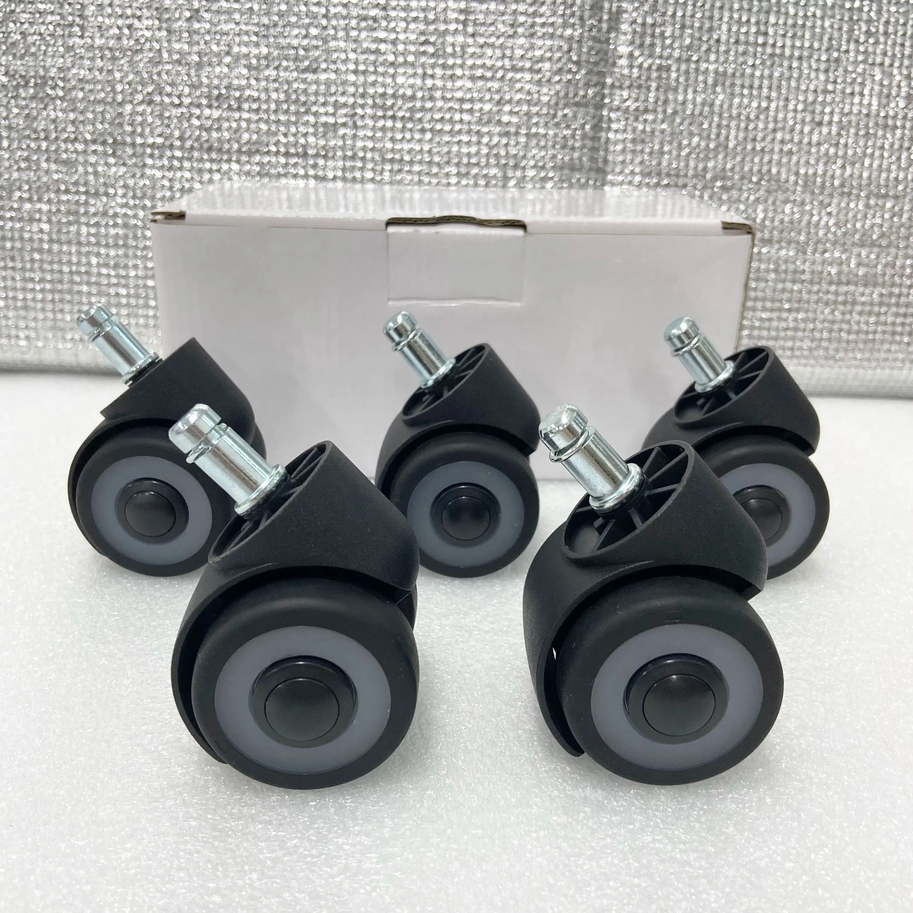 5-Pack 2-Inch Universal TPR Silent Caster Wheels Heavy-Duty 10mm/11mm Office Chair Replacement