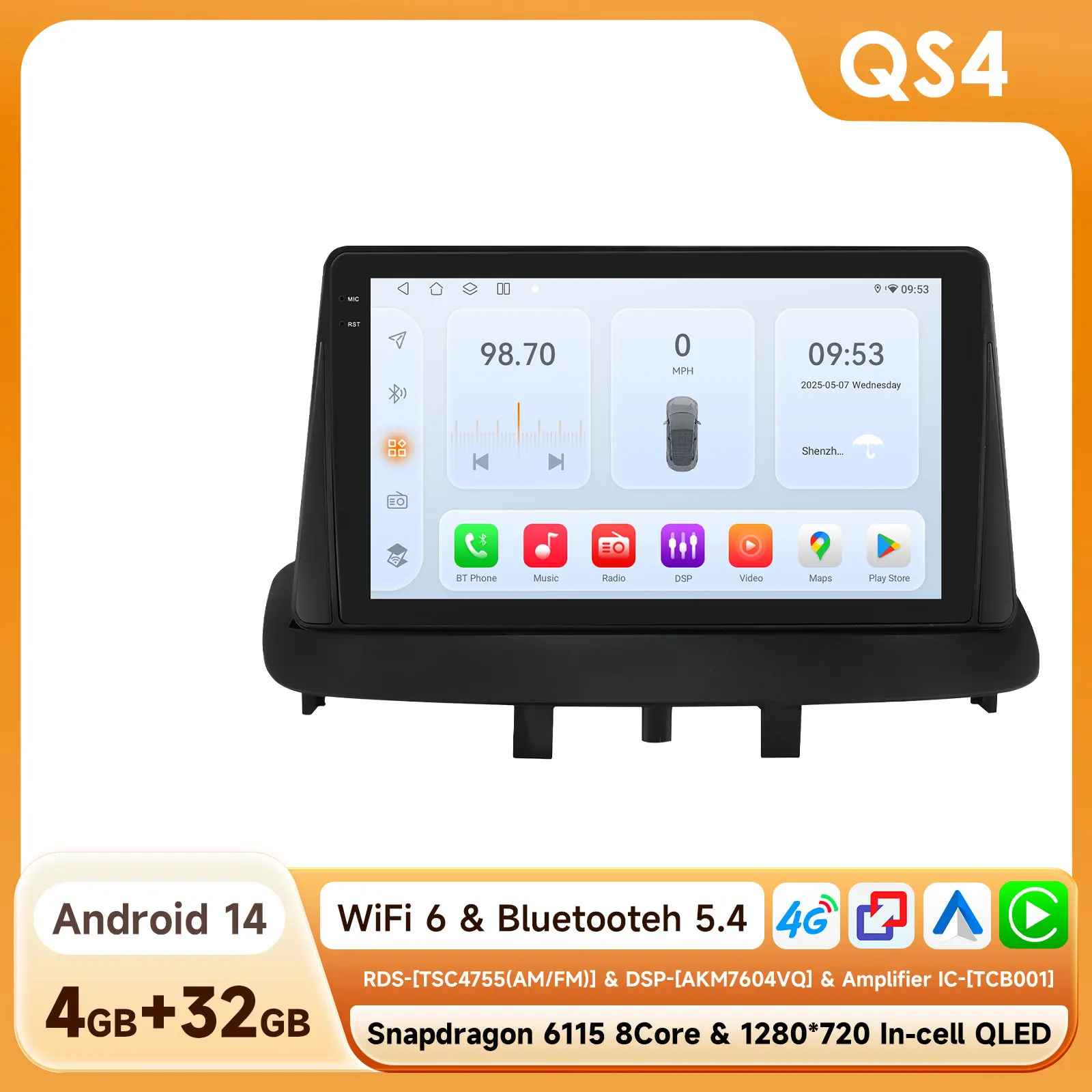 Hizpo 9 inch autoradio voor Renault Magane 3 2008 - 2014 Draadloze Carplay Android Auto Multimedia Videospeler 2 DIN Radio Autoradio GPS Stereo Slimme Intelligente Systemen IPS Touchscreen Hoofdunit