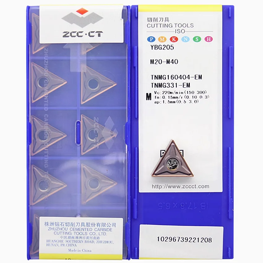 

TNMG160404-EM YBG205/TNMG160408-EM YBG205/TNMG160412-EM YBG205 ZCC.CT CNC blade carbide inserts turning tools inserts 10pcs/box