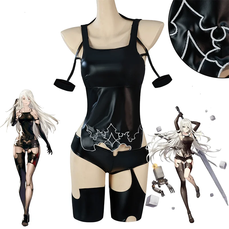 Anime Game Nier Automata Cos 9S Yorha 2B Cosplay Suit Wig Sexy Black Battle Suit For Girl Halloween Party A2 Role Play Outfit