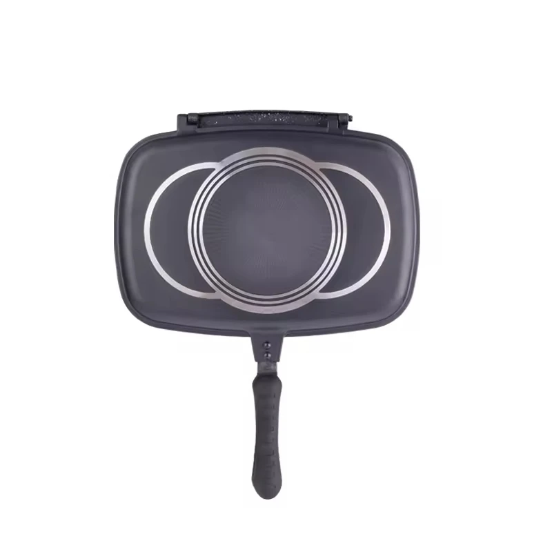 Custom logo die-cast aluminum double-sided baking pan kitchen non-stick coated frying pan