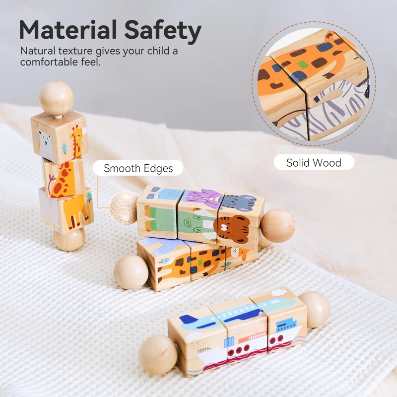 1PC Nuovo Bambino di Legno Rotante Puzzle Campana Sonaglio Bambino Montessori Del Fumetto Ruota Blocco Sonaglio Per Il Neonato Giocattoli Regalo