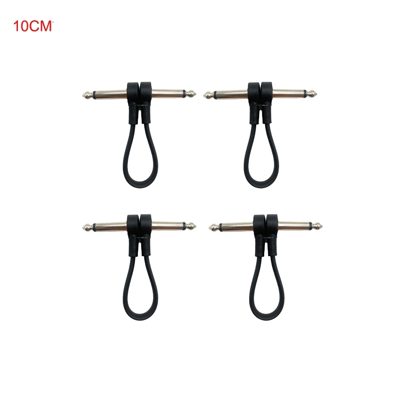 4Pcs 24 AWG Noise-Reduction Pro Guitar Audio Cable 4 Inch 10cm 1/4Inch Right Angle Jack Plug Wire for Electric Guitar Bass Pedal