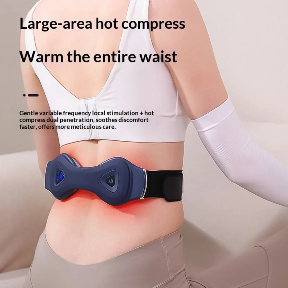 Smart Heating Waist Belt Hot Compress Vibration EMS Microcurrent Electric Pulse Massage USB Rechargeable Pulse Waist Massager