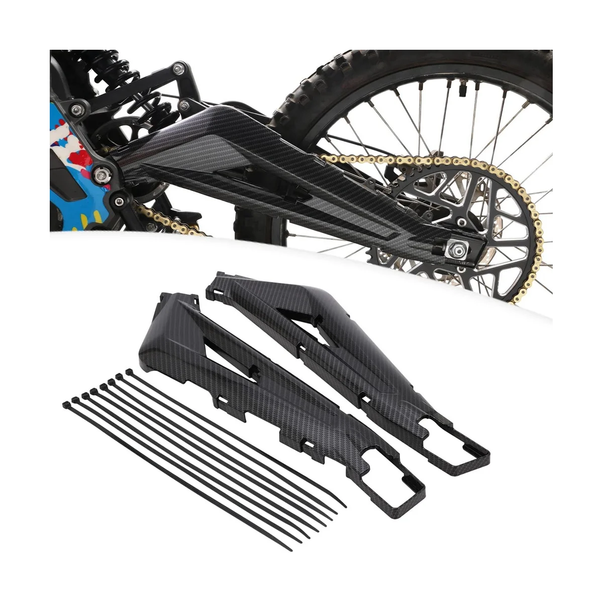 Swingarm Guard, Dirt Bike Swing Arm Protector for Surron Light Bee Sur Ron X/S Electric Bike - Imitation Carbon Fiber