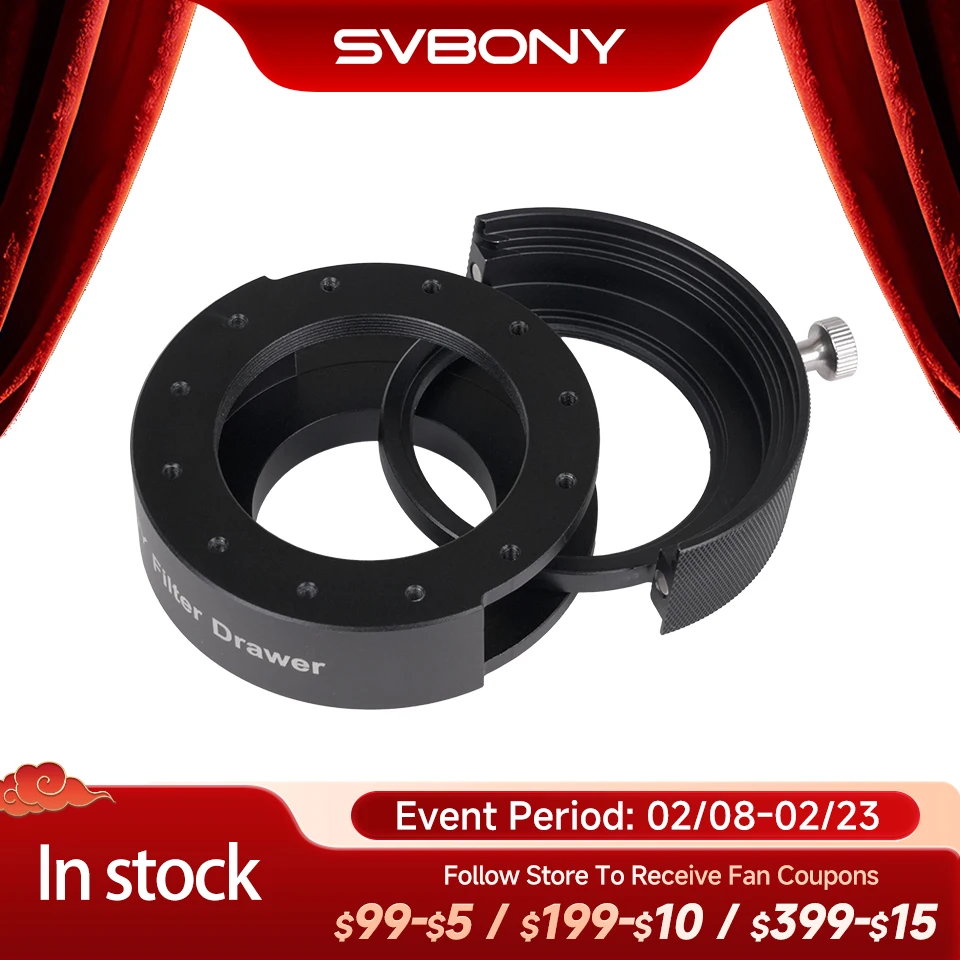 

SVBONY SV226P M42-M48 OAG Filter Drawer 1.25"&2" Filter Mounted Integrated Molding Nti-Light-Leaking Design for Astrophotography