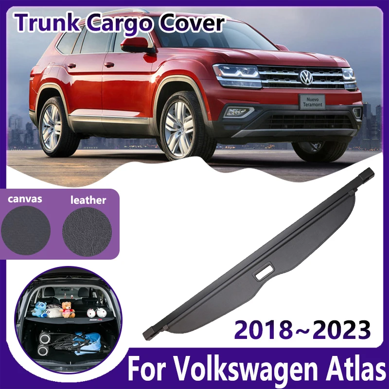 

For VW Volkswagen Atlas Accessories Teramont CA1 2018~2023 2022 Car Trunk Curtain Cargo Cover Privacy Retractable Luggage Storag