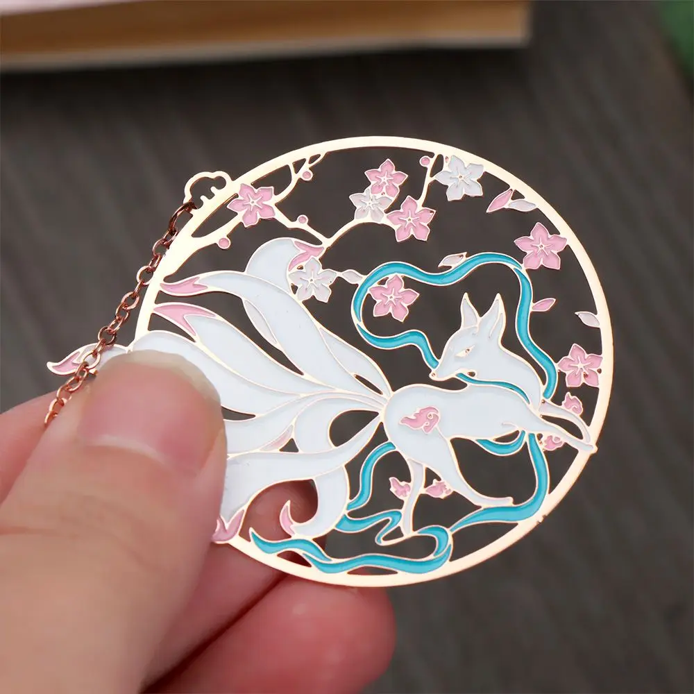 School Office Supplies Retro Pendant Koi Metal Peacock Brass Bookmark Book Clip Group Fan Shape Pagination Mark