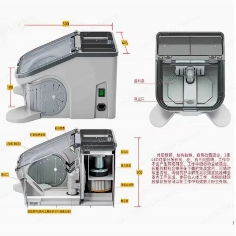 technician dust cover with light grinding machine polishing denture dust cover dust collection box with vacuum JT-69