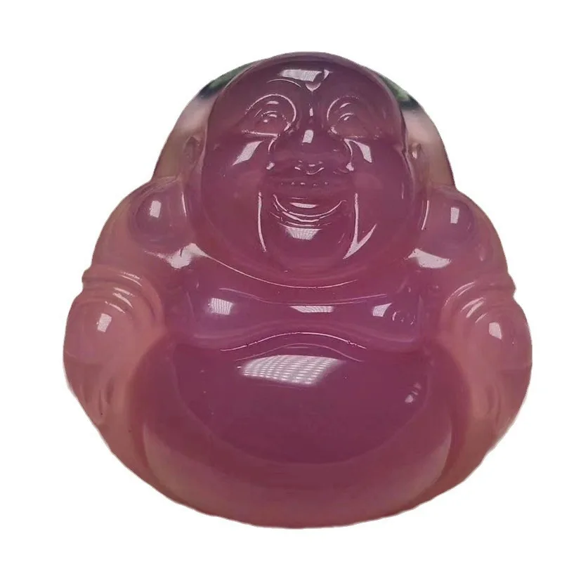 Natural Agate Chalcedony Imperial Purple Violet Big Belly Maitreya Pendant Large Size Smiling Mouth Seed Buddha