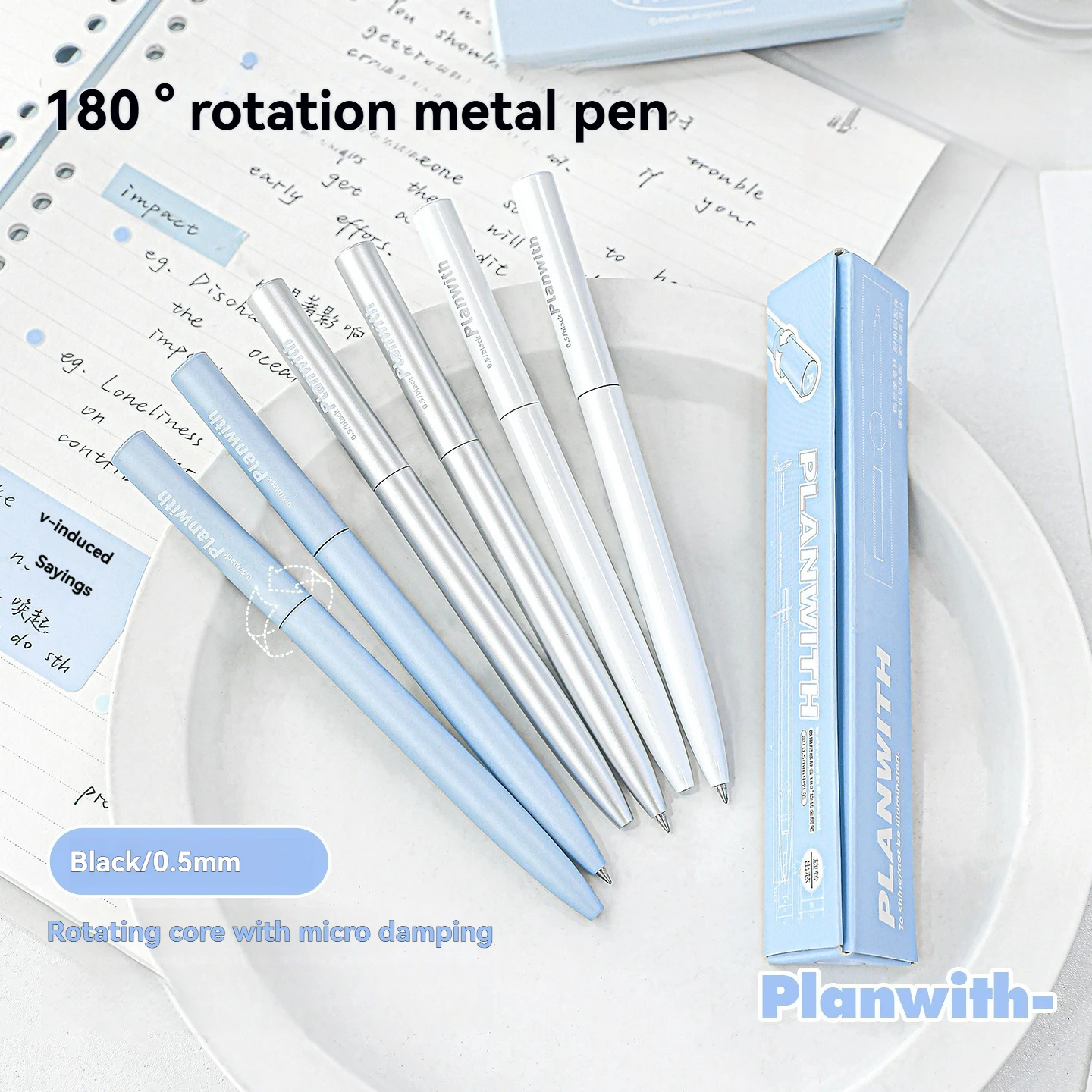 

Вращающаяся металлическая ручка с простым вращающимся сердечником нейтральной ручки диаметром 0,5 мм для подготовки и практических вопросов
