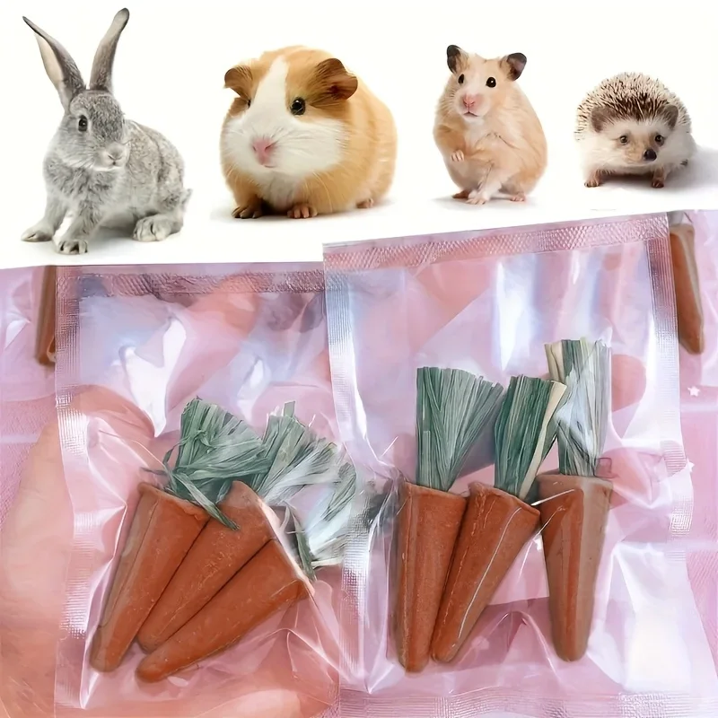 3/6Pcs Small Pet Carrot Chew Sticks, Teeth Grinding Toy to Promote Dental Care for Hamster, Rabbit, Guinea Pig, Hedgehog