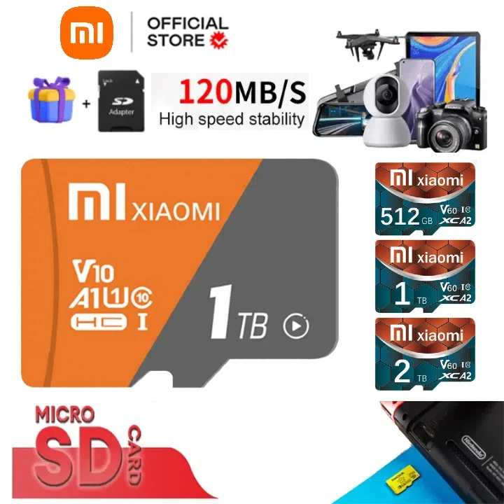 Xiaomi 2TB Memory Card EVO Plus/PRO Plus/PRO Ultimate SD Card 512G 256G 128GB Class 10 U1 High-Speed TF Card U3 For 4K UHD Video