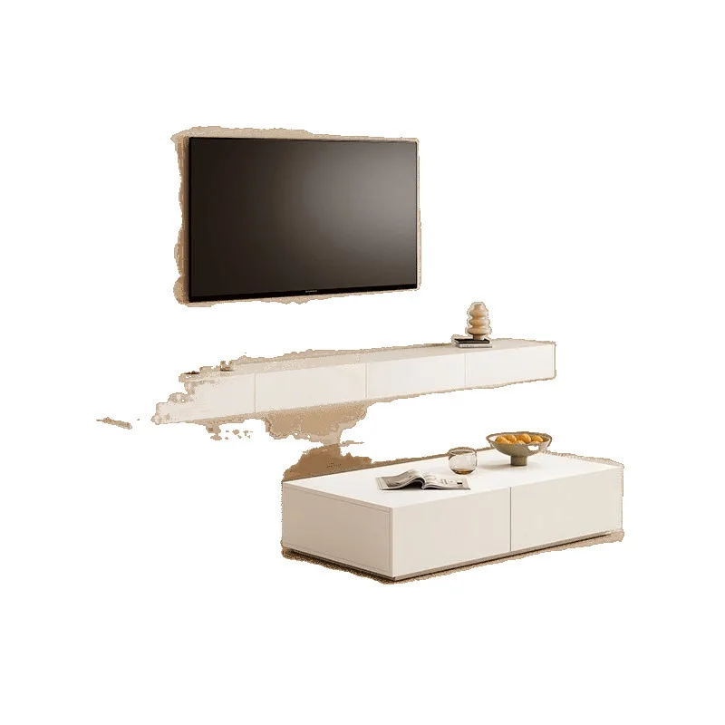 

Modern simple suspended TV cabinet suspended TV wall cabinet small apartment living room cream