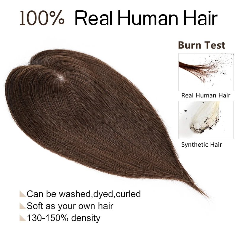 100% ผมมนุษย์ 10 นิ้ว 13X12 ซม.Hairnet คลิปในผมที่มองไม่เห็น 3D Topper Extension Top วิกผมชิ้นสําหรับผู้หญิงชีวิตประจําวัน