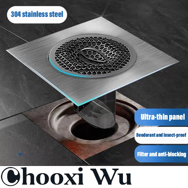 CHOOXIWU-Stainless steel floor drain cover is suitable for bathroom and kitchen, insect-proof and odor-proof