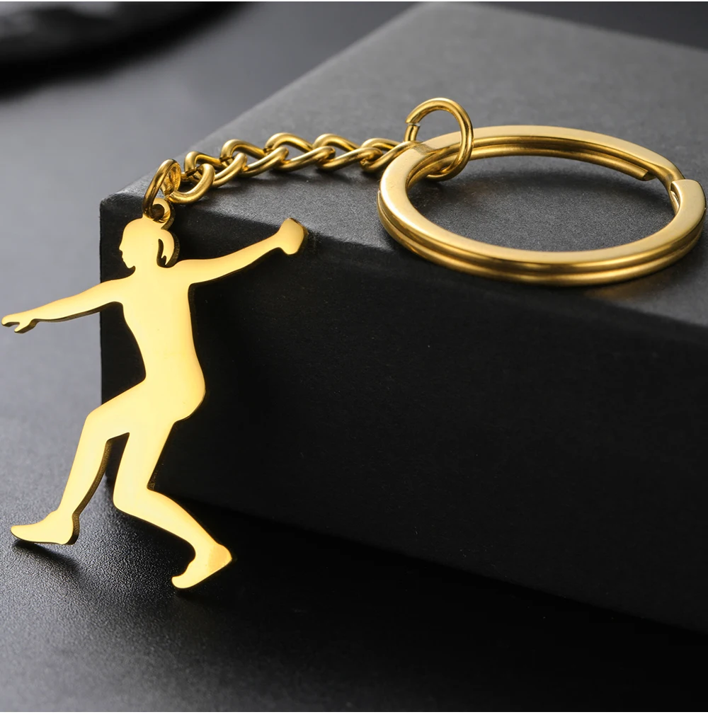 COOLTIME Discus Thrower Schlüsselanhänger Edelstahl Damen Shot Put Competition Athleten Mode Schlüsselanhänger Sport Schmuck Geschenk – Detail 9