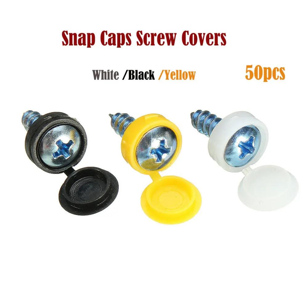 50pcs 12.5mm Screw Caps Hinged Plastic Screw Cap Cover Fold Snap Protective Cap Button for 3mm-4mm Shank Diameter Screws