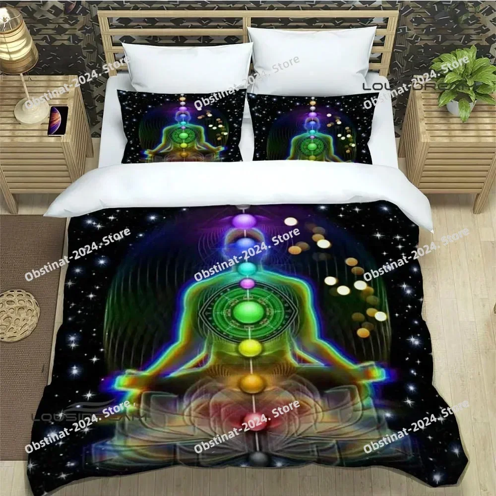 3D Chakra Bedding Set Printed single Comforter Quilt Bed Cover Duvet Cover Pillow Case 3 Pieces Sets Kids Adult Size Linen Sheet