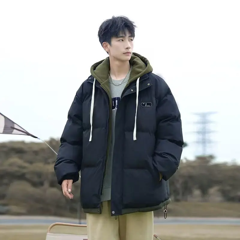 

Loose Fit Warm Cotton Jaet Large Size Winter Outerwear Korean Sle Youth Faion Waterproof Polyester Fabric Hooded Coat