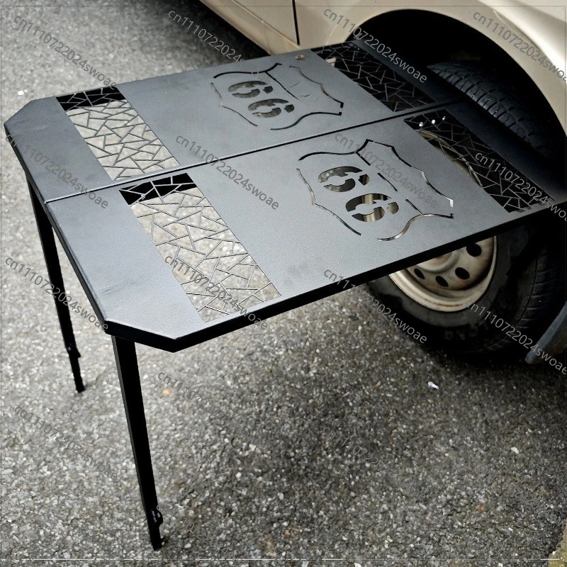 Car Tire Table Outdoor Camping Picnic Folding Table Metal Dining Table Off-road Gear