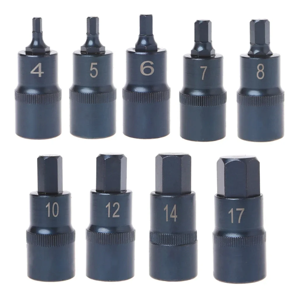 Polegada Unidade Hexágono Soquete Chave de Fenda Liga Aço Hex Bit Catraca Soquete h4 h5 h6 h7 h8 H10 H12 H14 H17 1pc 55 mm