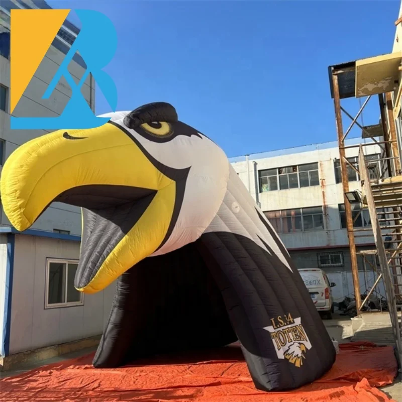 Custom Built Advertising Supplies Giant Inflatable Eagle Head Tunnel for Sports Games Toys