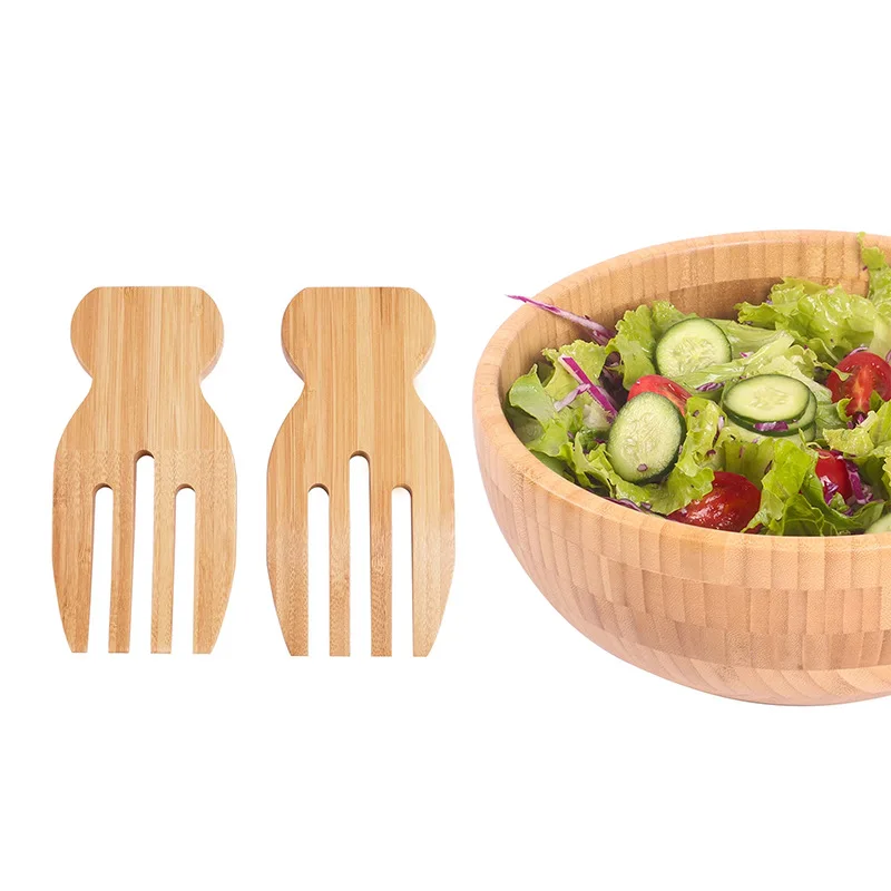 Mains de salade en bambou cuillère à riz naturel, soupe antiarina, Fourchette à remuer en bois non peint, Ustensiles, Britware