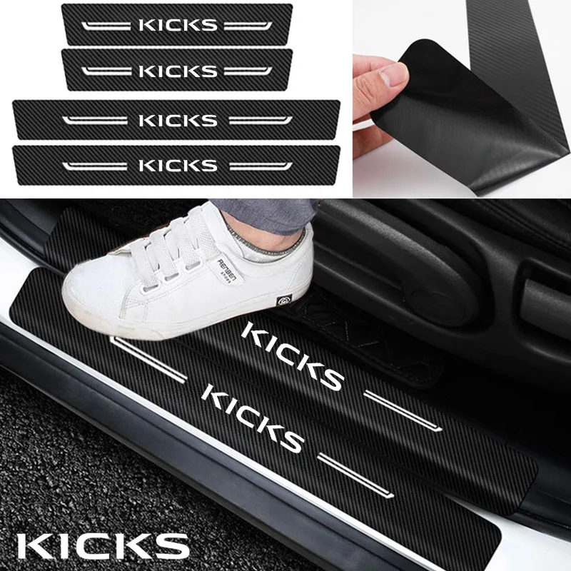 

Carbon Fiber Car Welcome Pedal Door Threshold Trim Stickers Sill Decals Strip Trunk Bumper Accessories For Kicks For Nissan
