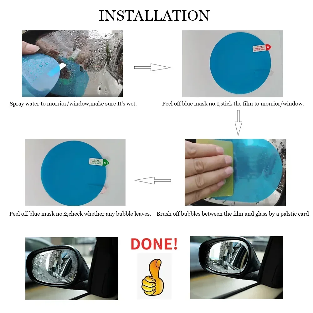 

95*95mm Car Stickers Exterior Rearview Mirror Protective Film Durable Rainproof Film Anti Fog Mirror Stickers 2pcs