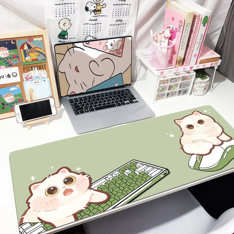 

cute cat Lock Edge Mouse Mats Large Natural Rubber Mouse Pad Waterproof Mousepads Gamer Mousepad Desk Pads 40x90cm Keyboard Mat