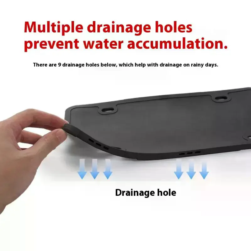 2 Pack Silicone Black License Plate Frame Covers Front/Back Car Plate Bracket Holders Rust-Proof Rattle-Proof Accessories