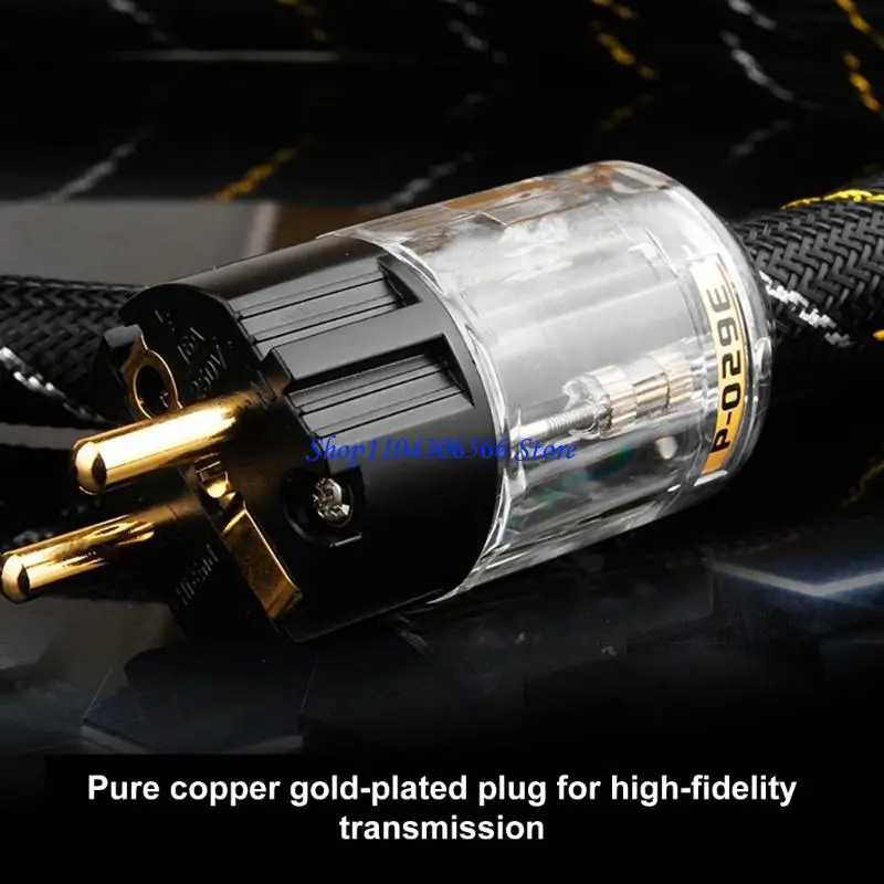 02DD Studio Quality Power Connection Wire with Gold Coated Contacts Robusts Insulation Low Noise Power Cord for Sound Systems