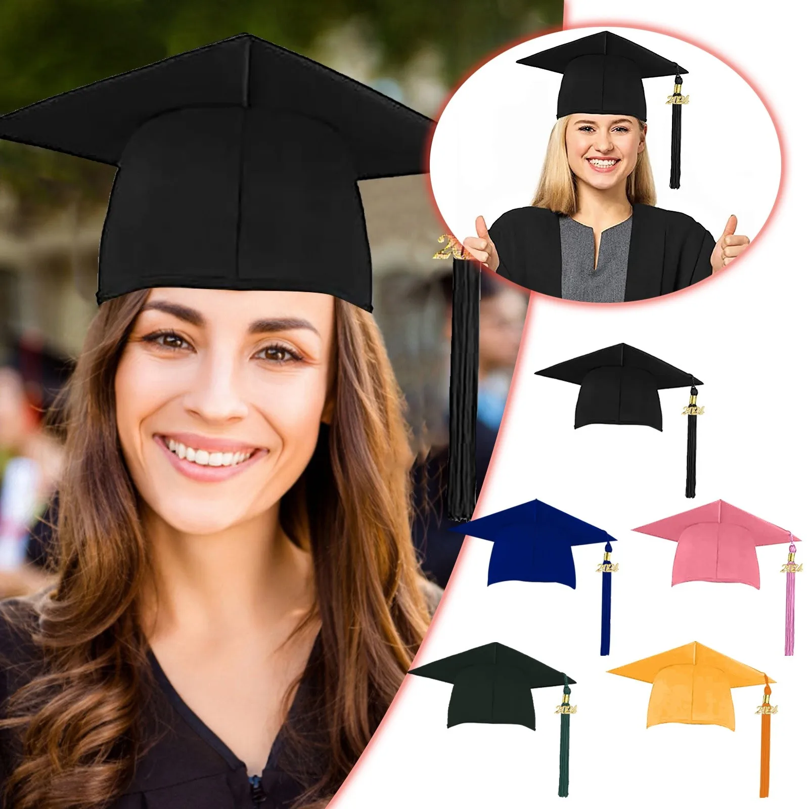 Adjustable Unisex Adult Children School Graduation Party Tassels Cap Mortarboard University Bachelors Master Doctor Academic Hat