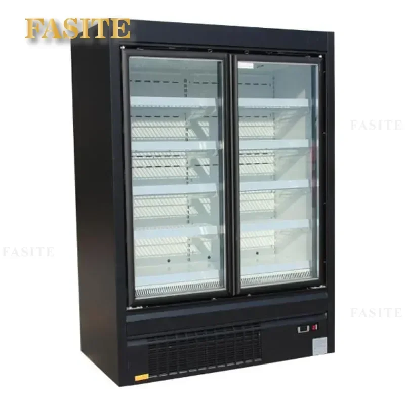 For Commercial Supermarket Air Curtain Glass Door Refrigerated Display Cabinet Frost Free Fruit Beverage Fresh Keeping