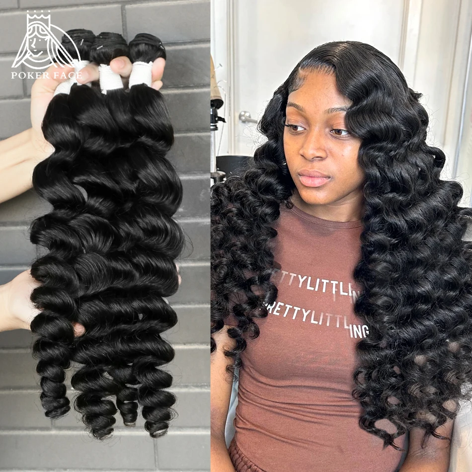 Poker Face 30 Inch Brazilian Human Hair Weave Loose Deep Wave 3 4 Bundles Raw Virgin Hair Extensions Unprocessed Bundles Deal