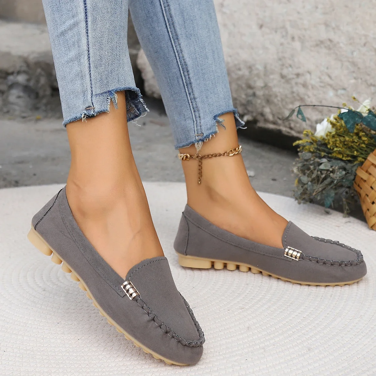 Shoes for Women 2023 Spring Autumn Women Casual Flat Shoes Slips Round Toe Denim Flat Loafer Plus Size Jeans Zapatos