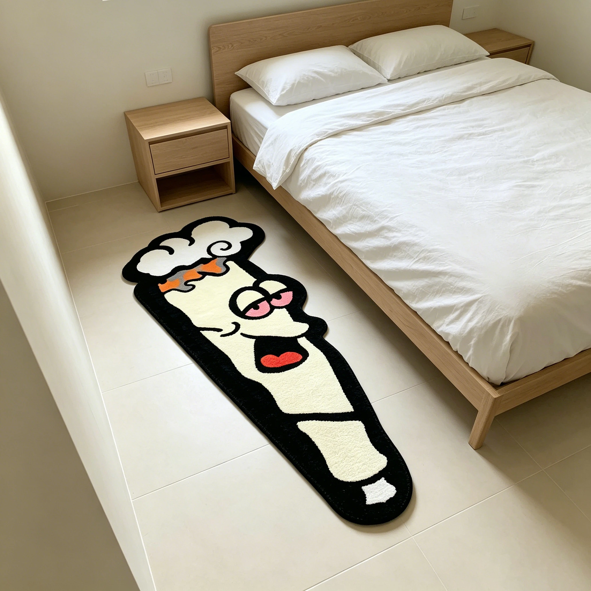 VIKAMA American-Style Trendy Cigarette-Print Rug, Rectangular Cartoon-Printed Living Room Rug, Bedroom Bedside Rug, Home Decor