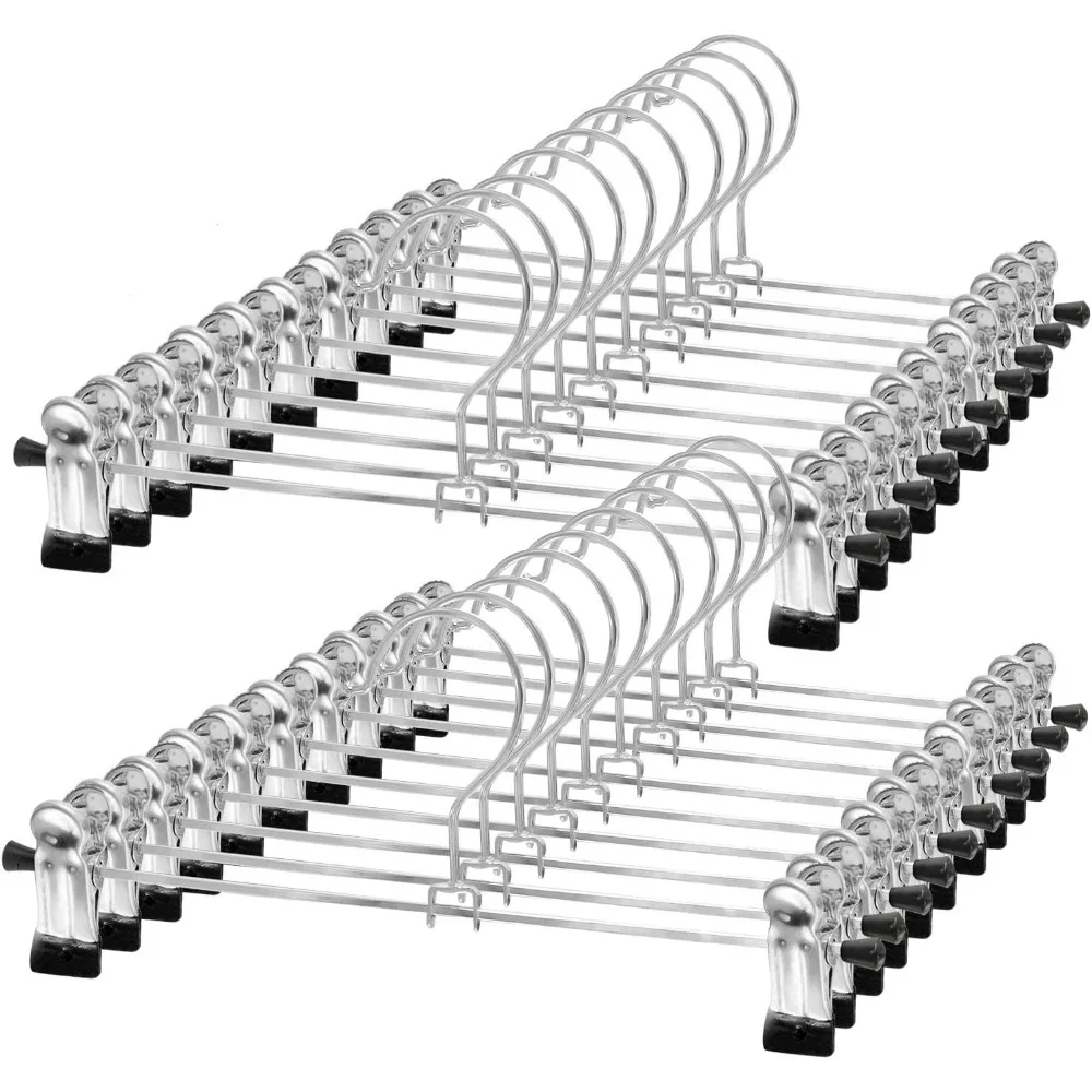 

Pants Hangers with Clips, 20 Pack Skirt Hangers for Pant Shorts Jeans Trousers Metal Clips Hanger Heavy Duty Adjustable for Men